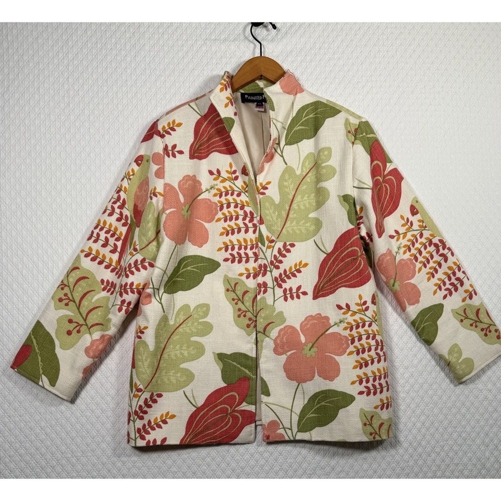 VTG Painted Pony Floral Tapestry Blazer CottageCore Boho Women XL Open Jacket - Picture 2 of 7